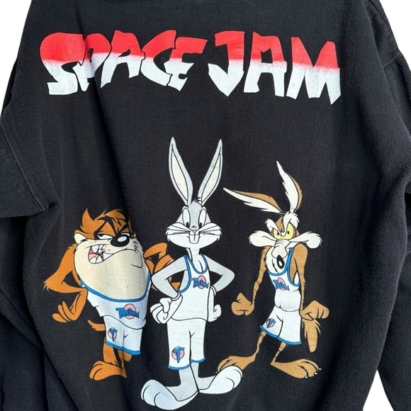 Vintage Space Jam Life Authentic Hoodie Size XL Pullover Sweatshirt Black - Picture 3 of 9
